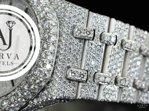 Montre mécanique glacée avec incrustation de diamants, bracelet en acier inoxydable, cadran analogique en cristal, ton argenté, cadeau élégant pour femme - Product Image 4