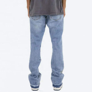 Jeans de Mezclilla Azul Claro para Hombre, Corte Recto, Lavado a la Piedra, Cintura Media, Ajuste Regular, Casuales, para Verano e Invierno - Product Image 6