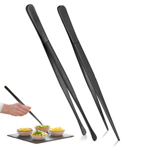 Pinces de cuisine de précision en acier inoxydable 18/10, style baguette, fines, 12 pouces, 2 pièces, pour la manipulation des aliments et la cuisson - Product Image 1