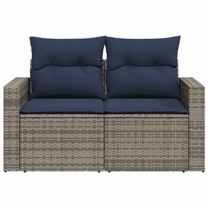 Sofá de patio de ratán sintético gris de 2 plazas con cojines, sofás de jardín - Product Image 4