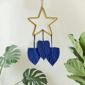 งานฝีมือรูปดาวพร้อมใบไม้ห้อยประดับผนังแบบมาคราเม่ สำหรับตกแต่งห้องเด็ก ห้องเรียน และตกแต่งภายในอย่างสร้างสรรค์ - Product Image 2