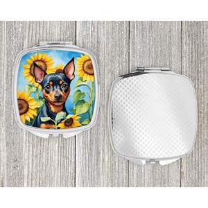 Espejo de maquillaje de viaje para mujeres y niñas, girasoles Pinscher en miniatura, espejo de bolsillo de mano plegable decorativo, regalo - Product Image 4