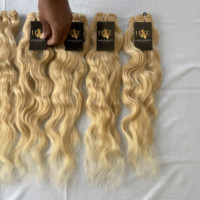 Extensions de cheveux russes couleur Blonde 613, cuticules alignées, vison, Temple