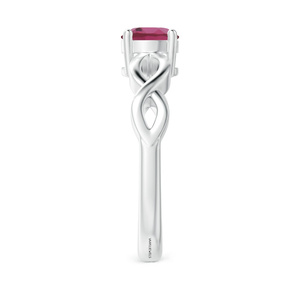 Anillo Solitario Redondo de Circonita Rosa Cultivada en Laboratorio para Mujer con Diseño de Banda Infinita en Oro 10K/14K/18K y Plata 925/935 para Fiesta - Product Image 4