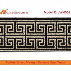 Neelkamal Industries - Cinta Jacquard de 50 mm con Diseño Griego Dorado y Negro, Cinta Tejida Geométrica Elegante para Cortinas, Correas de Bolsos, Estilo Étnico - Product Image 4