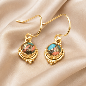 Boucles d'oreilles pendantes en turquoise naturelle, argent sterling 925, faites à la main, style bohème, bijoux en pierres précieuses, cadeau de Noël pour femme - Product Image 6