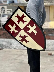 Bouclier chauffant de croisé médiéval |   Croix templière, bouclier de chevalier |   Acier et bois faits à la main - Product Image 5