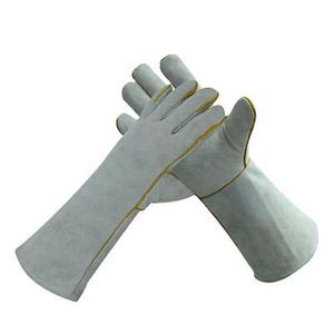 Guantes de trabajo de soldadura resistentes al calor de 40 cm para hombre, Tig Mig, gris, piel de vaca, cuero dividido, talla XL, goma impermeable - Product Image 1