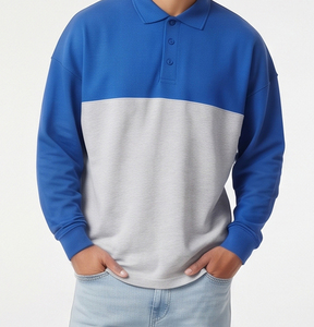 Custom Men's & <b>Women</b> Baggy Regular Fit <b>Polo</b> <b>Shirt</b> Loose Fit Drop Shoulder Full Length Sleeve Turn Collar Cotton <b>Polo</b> <b>Shirt</b> - Product Image 4
