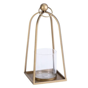 Lanterne en métal plaqué or la plus vendue avec verre transparent, décoration lumineuse de table pour la maison et Noël, disponible à bas prix - Product Image 5