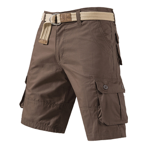 <b>Men's</b> <b>Brown</b> <b>Cargo</b> Shorts Midweight Canvas Multiple Pockets Breathable Casual Summer Style Button Fly - Product Image 1