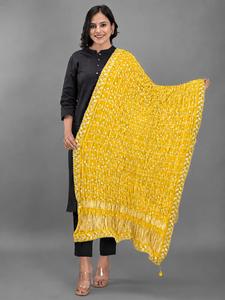 Designer Bandhani Dupatta with Gharchola Pattern With Zari Border - Product Image 4