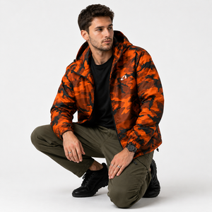 High Quality Men’s Custom Orange <b>Camo</b> Hooded Puffer Men's <b>Jackets</b> Lightweight Outdoor Streetwear Windproof Winter Coat Wholesale - Product Image 6