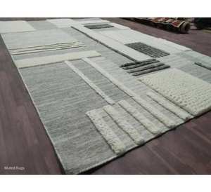 Juego de alfombras de lana anudadas a mano, multicolor, artesanales, para el hogar, alfombra de lana de pelo cortado para dormitorio, alfombra elegante de colores. - Product Image 3