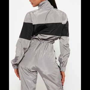 Women's <b>White</b> Black Solid Casual Hooded Short Sports <b>2</b> <b>Piece</b> <b>Set</b> Long Sleeve Regular Fit Full Waterproof Fleece 100% Nylon - Product Image 4
