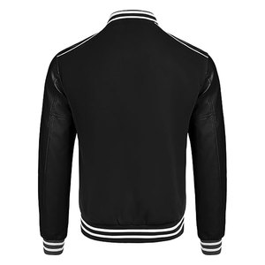 Chaqueta Bomber Estilo Universitario Clásica con Botones para Hombre, Chaqueta Varsity Casual con Mangas de Cuero - Product Image 2