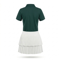 Robe de pickleball d'été pour femme, haut de gamme, sportive, unie, à empiècements, manches courtes, col rabattu, longueur genou, respirante et durable