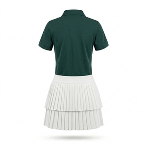 Women's Premium Solid Pickleball Dress Kit Short Sleeve Breathable Durable Stitching Polyester Cotton Polo Elastic Waist Double - Product Image 2