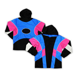 Unisex Y2K Hooded Windproof Jacket Color Blocking Raglan Sleeve Oversized Regular Fit Autumn Wear 100 Polyester Woven Print - Product Image 1