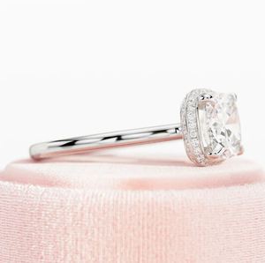 2 CT <b>Cushion</b> Cut Lab Grown Diamond Double Edge Halo Engagement <b>Wedding</b> <b>Ring</b> 14K Gold IGI Certified Luxury Bridal Jewelry - Product Image 4