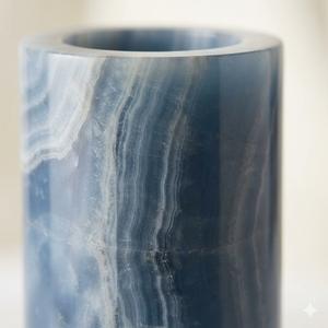 Natural Blue Onyx <b>Cylinder</b> <b>Vase</b> Handmade Straight Tube Stone Flower <b>Vase</b> Wholesale Custom Logo Home Decor <b>Vase</b> Polished - Product Image 3