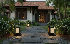 Elegant Modern Outdoor Square Wall Fixture Decorative Minimalist Courtyard <b>LED</b> <b>Light</b> AC 220V E27 IP65 Stainless Steel Black - Product Image 5