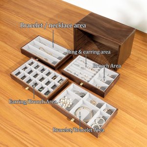 Premium Quality Customizable Handcrafted Wooden Jewellery Box with Velvet Lining Multi Compartments Rings <b>Necklaces</b> <b>Storage</b> - Product Image 4