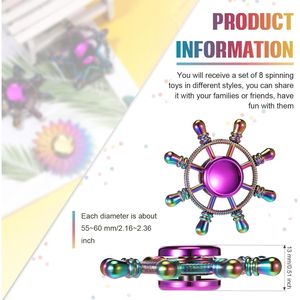 Set di 8 Fidget Spinner in Metallo Arcobaleno, Antistress ad Alta Velocità, Regalo per Adulti e Adolescenti - Product Image 5