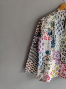 Quilted <b>Patchwork</b> <b>Jacket</b> Women's Mandarin Collar Full Sleeve Cotton Spring Style Regular Length Printed Design Gift For Her - Product Image 2