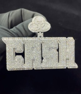 Colgante de Letra de Plata 925 con Moissanita, Estilo Hiphop, Micro Pavé, Corte Brillante Redondo, Unisex, para Uso Diario - Product Image 1