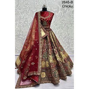 Collections de velours de vêtements de mariée indiens pour la mariée avec le travail de Zarkhan par Fabzone - Product Image 4