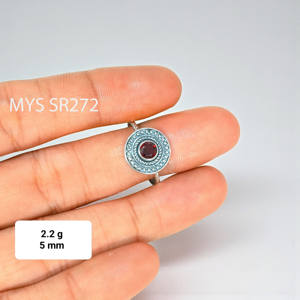 925 Sterling Silver Round Cut Garnet Gemstone <b>Statement</b> <b>Ring</b> for Women Handmade Boho Jewelry Garnet <b>Ring</b> For Daily Wear & Gifts - Product Image 1