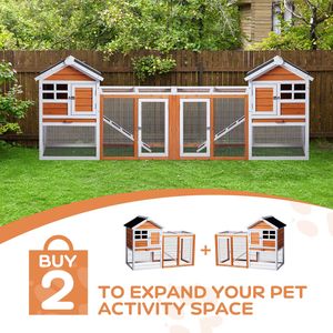 Orange Fir Wood <b>Rabbit</b> Hutch with Pull Upper Tray Indoor/Outdoor Bunny <b>Cage</b> and Chicken Coop for Guinea Pig House Pet Owners - Product Image 3
