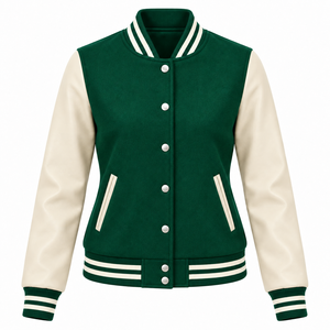 Plain Blank Men's Women's <b>Kids</b> <b>Varsity</b> <b>Jackets</b> Wholesale Rate OEM <b>Varsity</b> <b>Jackets</b> Wool Body Genuine Leather Sleeves - Product Image 6