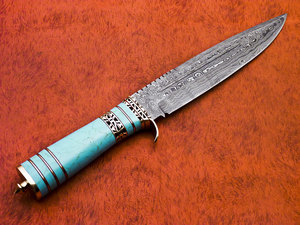 Nouvelle édition Couteau de chasse en acier Damas avec manche en laiton forgé à la main, lame fixe tranchante, couteau tactique Bowie, couteau de survie - Product Image 4