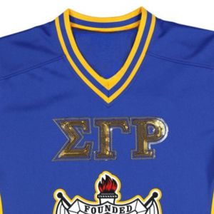 เสื้อฟุตบอล SGR สีน้ำเงินรอยัลและสีทอง แบบกำหนดเองได้ พร้อมตัวอักษรภาษากรีก เสื้อทีมแขนสั้น เสื้อกีฬา พรีเมียม สำหรับชมรมกีฬา - Product Image 5