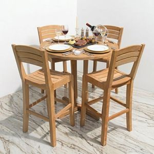 Chaises de bar ergonomiques en teck massif, tabourets hauts modernes à lattes, qualité commerciale pour restaurants, bistrots, pubs, fabriquées en Indonésie - Product Image 3