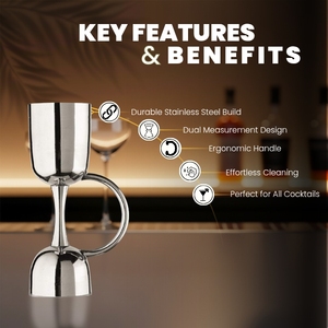 Jigger de Acero Inoxidable de Doble Cara con Mango, Herramienta de Barra Portátil, Duradera y Ecológica para Medir Bebidas, Venta al por Mayor - Product Image 2