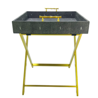 Plateau de service rectangulaire en similicuir shagreen de haute qualité, marque DPC, pour hôtel, avec pieds en métal, modèle 157 Binh Duong, vente chaude
