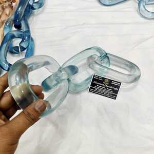 Cadena de eslabones de resina para decoración de pared, cadena transparente abierta para pared, hebilla de cadena, joyería DIY, cadena de eslabones cubanos de plástico acrílico para decoración de pared - Product Image 4