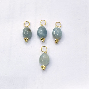 Pendentif en Aquamarine Naturelle Lisse de 8 à 10 mm, Breloque en Pierre Précieuse, Fourniture de Bijoux pour Colliers et Boucles d'Oreilles Délicats - Product Image 3