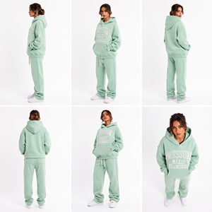Conjunto de Sudadera con Capucha Bordada y Pantalones Deportivos para Mujer, de Algodón y Felpa, 450 GSM - Product Image 5