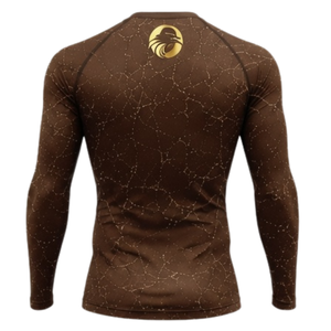 Chocolate <b>Brown</b> Active Performance Training Long Sleeve and <b>Leggings</b> Set Mens Compression Fitness Workout Gym Sportswear - Product Image 5