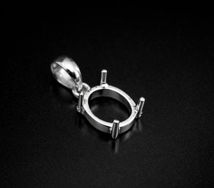 Handmade Solid 925 Silver 8x10mm Oval 4 Prong Setting Semi Mount Charm Pendant <b>Blank</b> Stone Setting DIY Keepsake Jewelry Findings - Product Image 1
