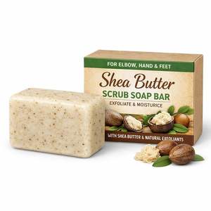 Jabón Exfoliante de Manteca de Karité al por Mayor para Codos, Manos y Pies, Marca Privada, Barra de Baño Exfoliante Corporal de Limpieza Profunda - Product Image 3