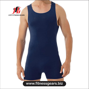 Just Fitness Gears Singlet de lutte pour homme, bleu marine, en Spandex et Polyester, respirant, anti-transpiration, sans coutures, pour adulte - Product Image 1