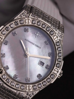 Montre ronde en acier inoxydable résistante à l'eau jusqu'à 50 m, Alexander Ferros 2251FS-19, verre saphir, bracelet en caoutchouc