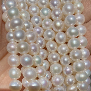 Perlas de Agua Dulce Hechas a Mano para Collar o Pulsera, Blancas, 7-8 mm, con Orificio Pasante, Casi Naturales, Perlas Sueltas - Product Image 2