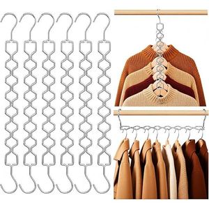 Confezione da 6 Appendiabiti in Metallo Resistenti, Capacità 30 Libbre, Organizzatore Salvaspazio, Robusto Organizzatore Magico per Vestiti - Product Image 1