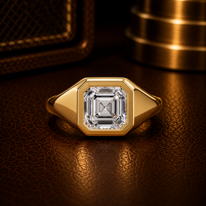 Modern Bezel Set Asscher Cut Lab Grown Diamond 2.00ct IGI Certified 14K Gold Wedding Solitaire <b>Ring</b> Wholesale Jewelry Unisex - Product Image 1